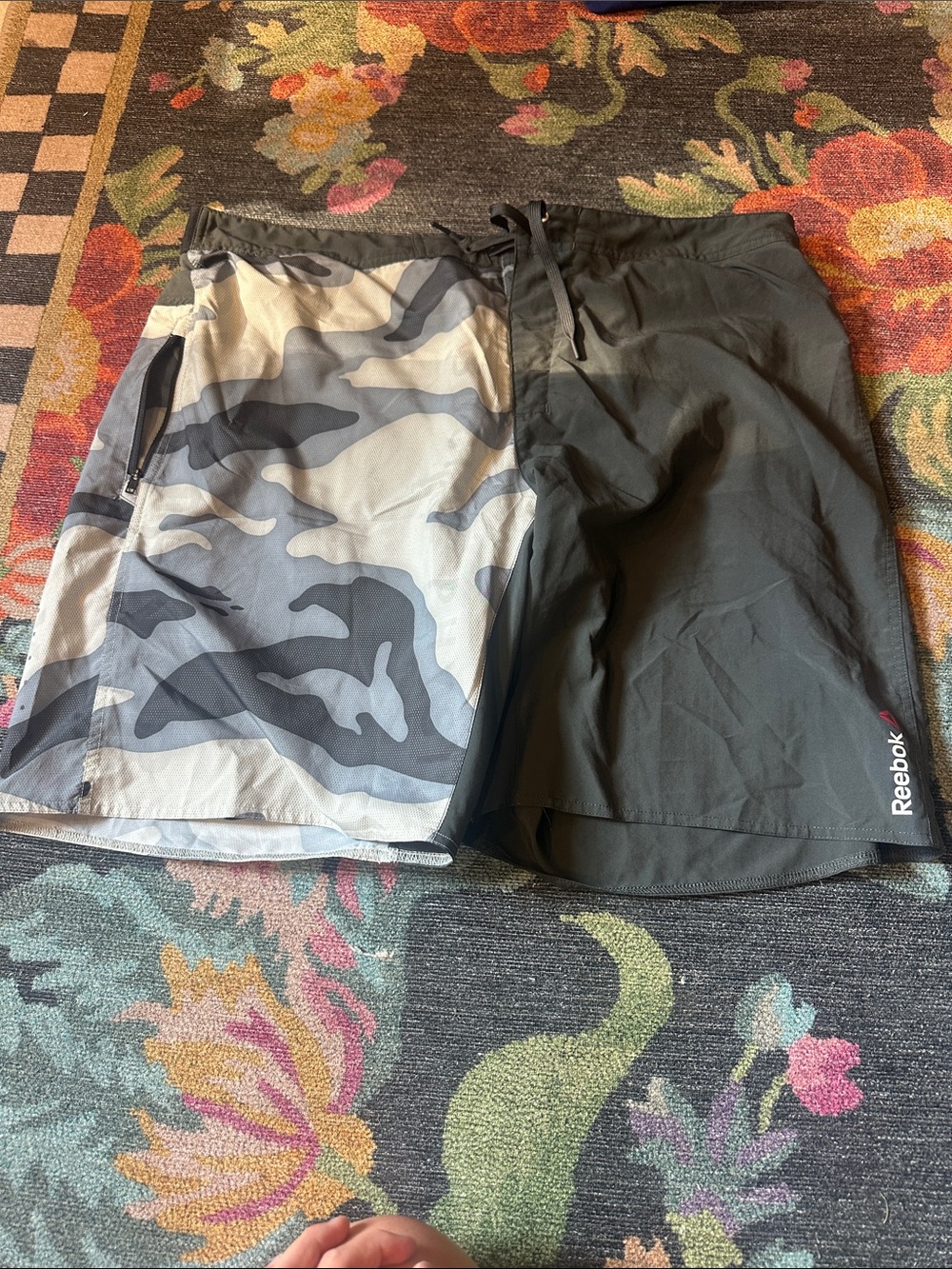 Reebok Men's Black and Gray Camo Swim Board Shorts